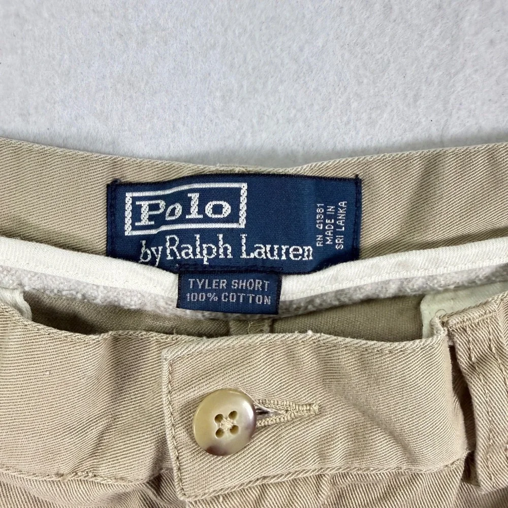 Vintage Polo Ralph Lauren Tyler Shorts Mens 30 Double Pleated Khaki Chino Tan